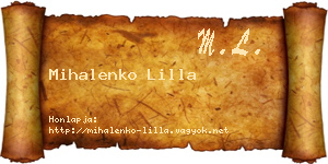 Mihalenko Lilla névjegykártya